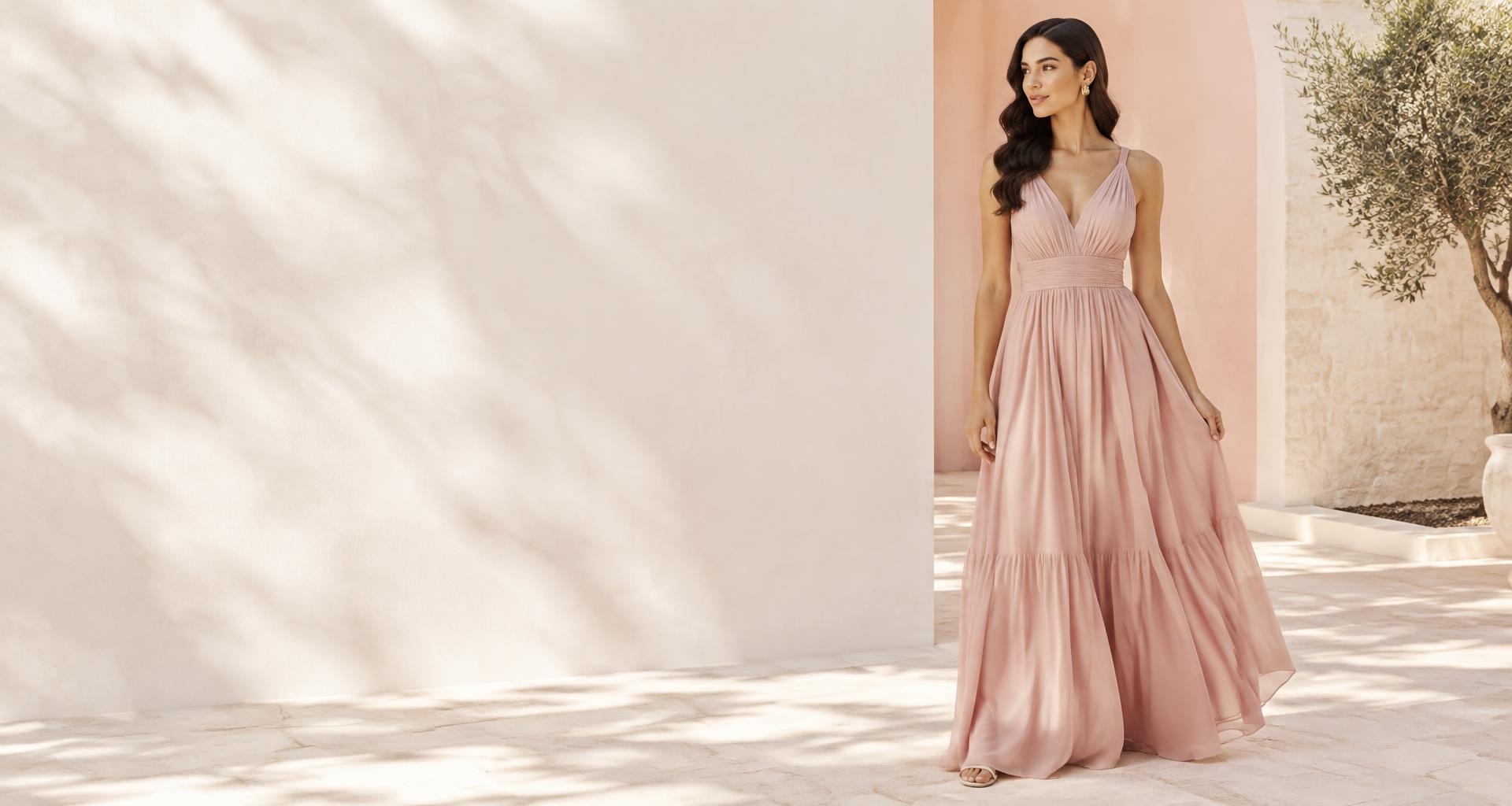 Coleção de moda feminina — vestido rosé
